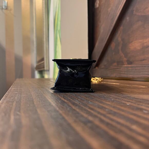 VERSACE Gianni Black Patent Leather Chain Crossbody Bag - Picture 4 of 9